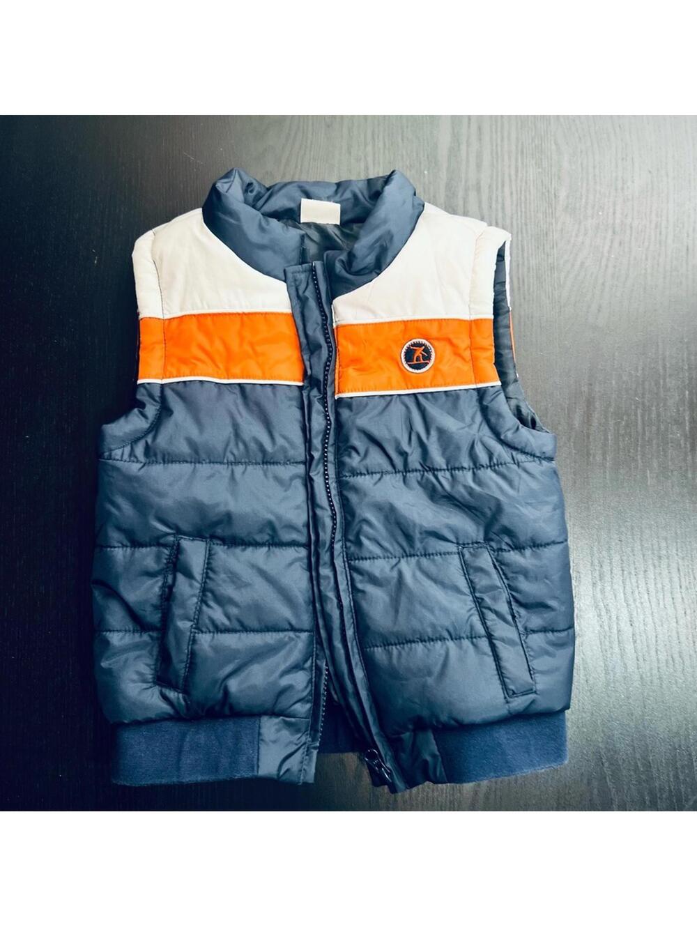 Vibrant Blue and Orange Puffer Vest with Quilted Design Kids 4T